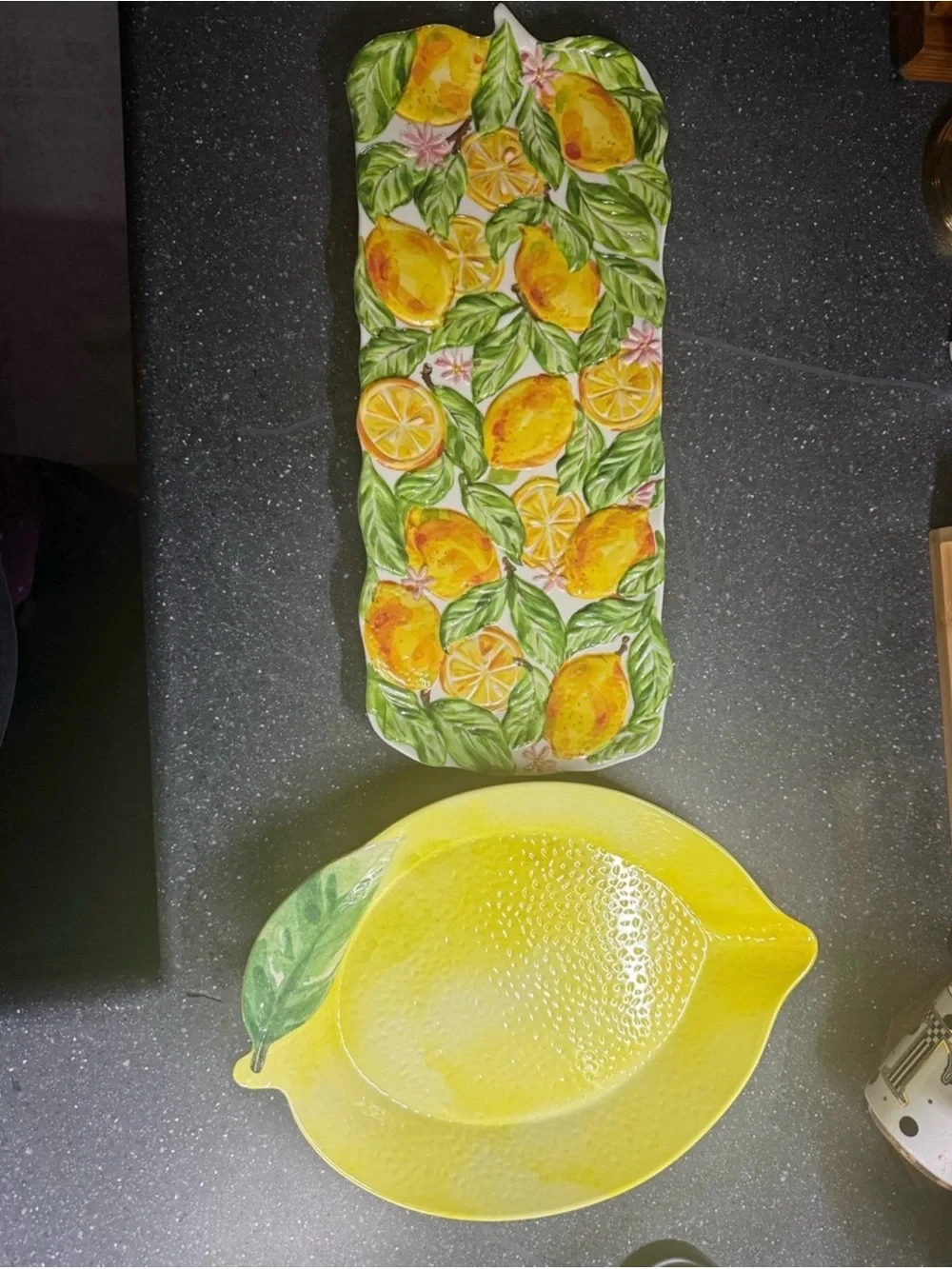 Bright Lemon Plastic Serving Platter and Bowl Set - Yellow